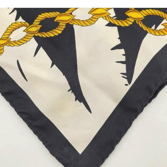 Authentic Celine Black and White Belt Pattern Silk Scarf - Picture 13 of 16